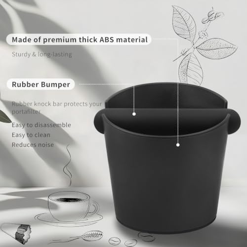 5inch Knock Box Espresso Knock Box Silicone coffee Tamper Mat Espresso Machine Accessories Set of 2 with Removable Knock Bar and Anti (5 Inch Knock Box with Tamper Mat)
