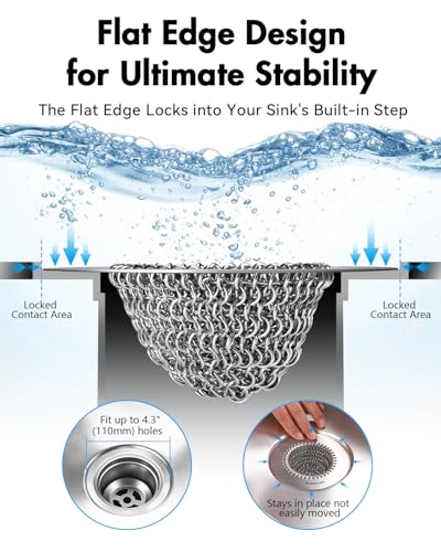 Reversible Sink Drain Strainer & Kitchen Sink Stopper Set (Gray Silver)