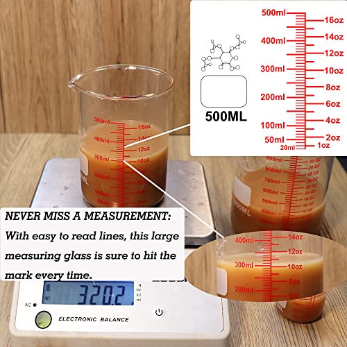 High Borosilicate Glass Measuring Cup Set (60ml/120ml/250ml/500ml/1000ml Measuring Cup Set)