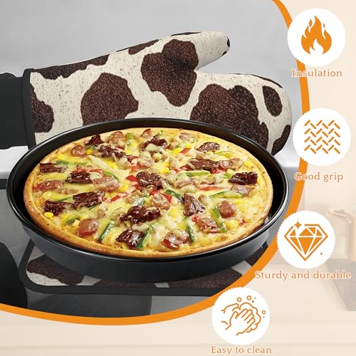 Brown Cowhide Oven Mitts and Pot Holders (Brown Cowhide Cow Skin)
