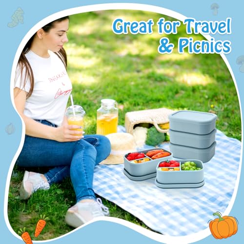 4 Pcs Silicone Bento Box (Blue)