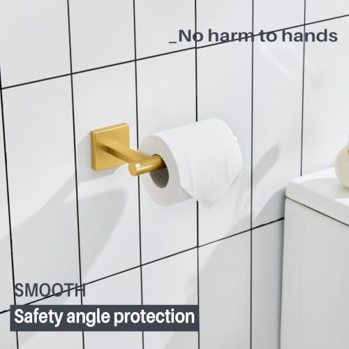 Toilet Paper Holder Tissue Paper Dispenser for Bathroom Toilet Roll Holder Wall Mounted (Brushed Gold / Vertical)