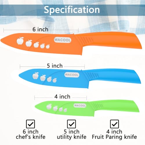 Kitchen Ceramic Knife Set with Sheaths (Colorful Handle with white blade)