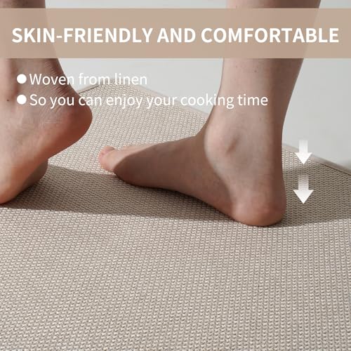 Kitchen Rugs Kitchen Mats for Floor Non Slip Washable Beige 17"x47" (A- Beige / 17"x47")