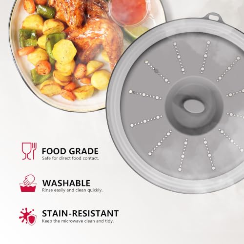 Microwave Splatter Cover Vented for Food with Hook Hole (Gray / M(11"x3.26")-Pack of 1)