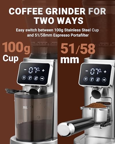 Burr Coffee Grinder (Metallic Silver)