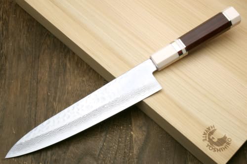 VG10 46 Layers Hammered Damascus Gyuto Japanese Chefs Knife Octagonal Rosewood Triple Ring Handle (8.3")