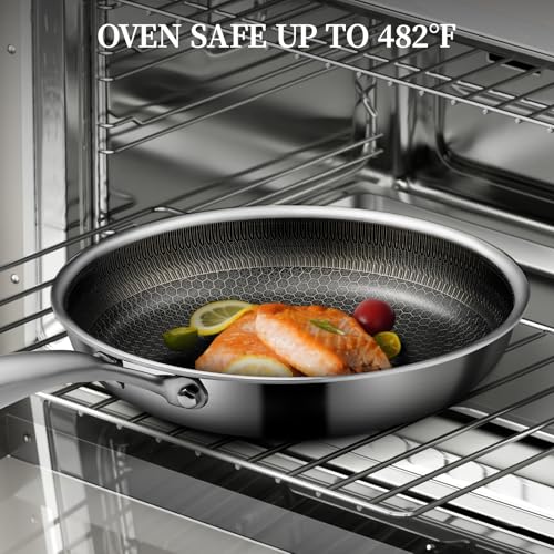 6 Pieces Stainless Steel Frying Pan Set with Lids (8+9.5+11 Inch)