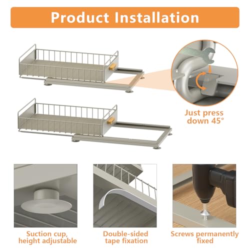 Under Sink Organizer (1 Pack Single Layer / Gray)
