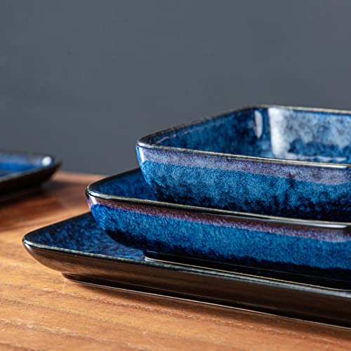 Square Stoneware Dinnerware Set for 4 (Blue / Service for 4 (16 Pcs))
