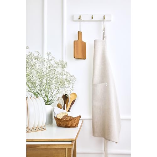 100% Pure Linen Apron Natural Woven (Light Natural / 38 X 36 Inch)