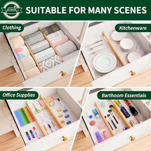 Bamboo Drawer Dividers 2.6" High (6 Pack 17-20"L)
