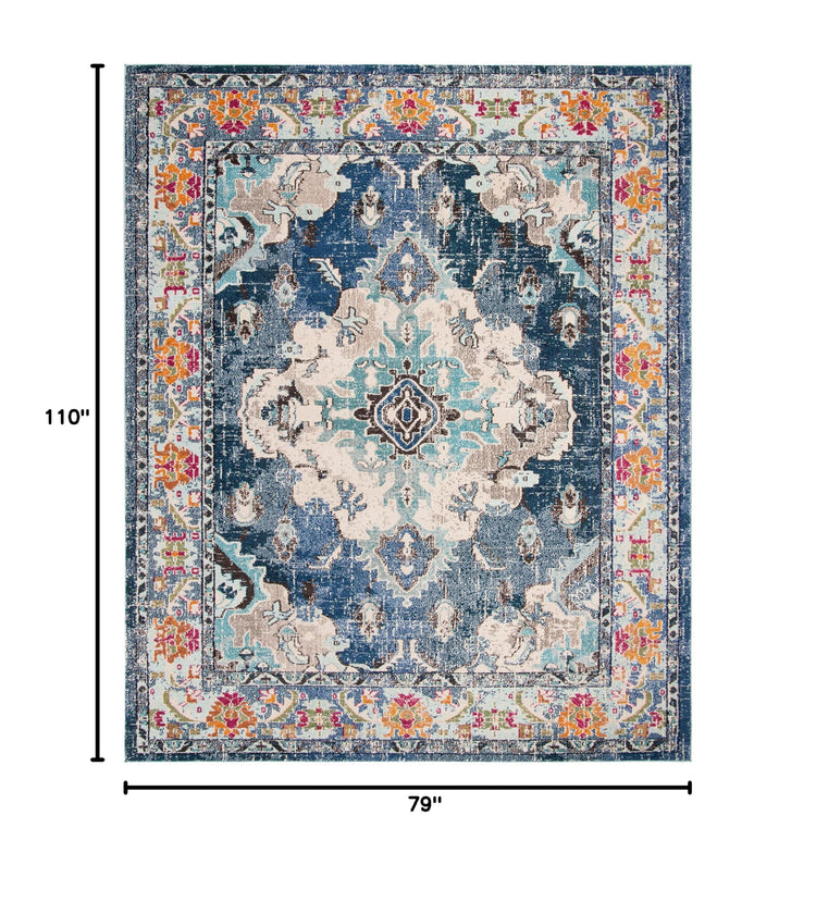 Monaco Area Rug 6'7"x9'2" (6'7" x 9'2" (Rectangular) / Navy/Light Blue)