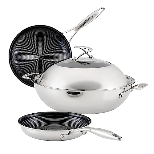 Clad Stainless Steel Induction Frying Pan and Wok Set with Hybrid SteelShield and Nonstick Technology (Cookware Set (4 Piece))