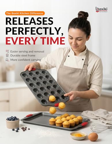 24 Cup Mini Muffin Pan with Silicone Handles