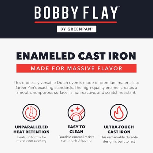 x Bobby Flay 5.5QT Enameled Cast Iron Dutch Oven With Lid (5.5QT Dutch Oven / Cobalt Blue)