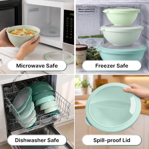 12 Piece Plastic Mixing Bowl Set (Teal)