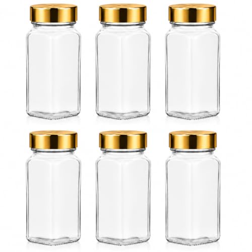6pcs Gold Spice Jars (Gold Lids / 6pcs)