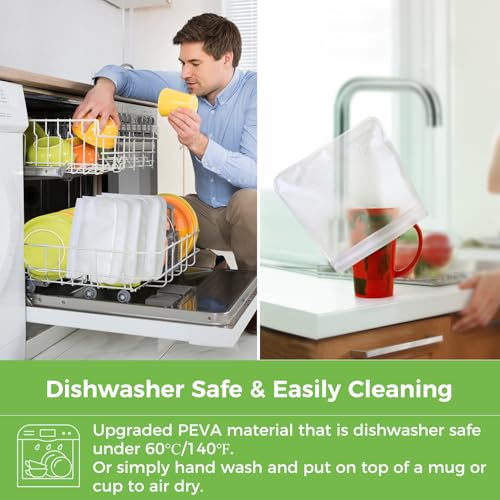 12 Pack Dishwasher Safe Reusable Food Storage Bags (12 Pack-2 Gallon 5 Sandwich 5 Snack / White)