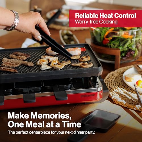 Classic Indoor Electric Raclette Grill (Reversible Aluminum Grill Plate / Red)