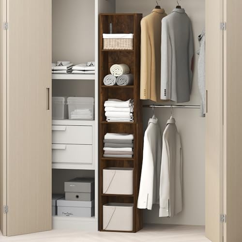 Cubicle 6 Tier Closet Organizers and Storage (Amber Pine / 6-Tier; 21.1" W)