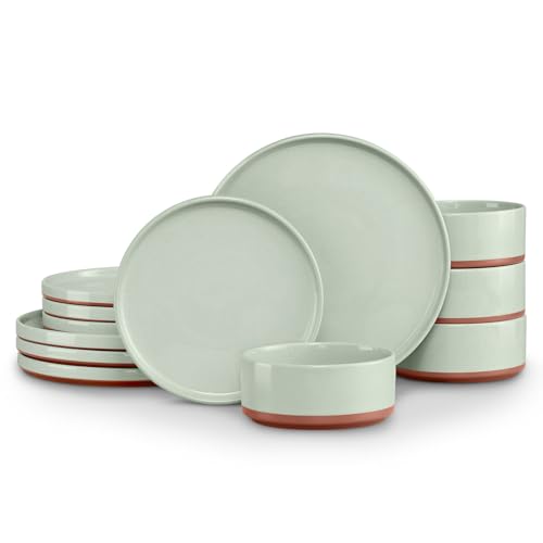 12 Piece Dinnerware Set for 4 (Fog Green)