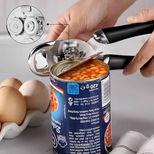 Multi function Manual Can Opener Bottle Opener (Double Handle / Black)