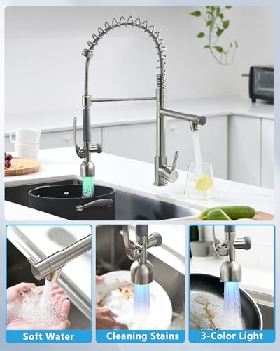 Commercial Kitchen Faucet with Pull Down Sprayer Brushed Nickel (Brushed Nickel)
