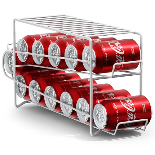 Soda Can Dispenser Rack for Fridge (White / 1 Pack)