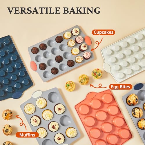 24 Cup Ceramic Nonstick Mini Muffin Pan & Cupcake Tin (Cream / 24 Cup Mini Muffin Pan (1 pack))