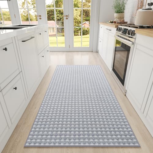 Long Kitchen Runner Rugs Kitchen Mat Non Slip Washable Gray 36"x71" (Light Grey / 36"x71")
