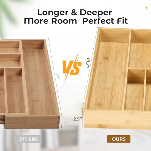 Silverware Organizer for Kitchen Drawers (19.3''D 18.8''W)