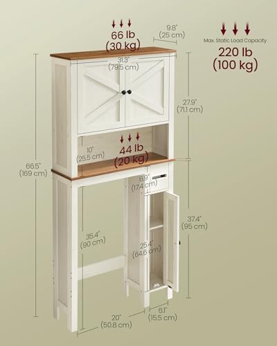 Over the Toilet Storage Cabinet (Rustic White / With side storage(31.3"))