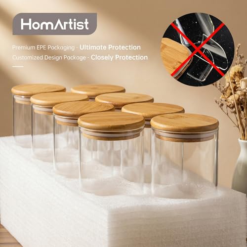 32 oz Round Glass Food Storage Containers with Airtight Bamboo Lids (32oz 4 Pack)