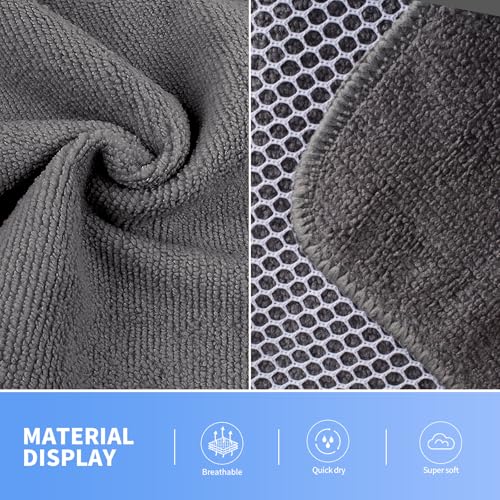 Kitchen Dish Washcloths Microfiber Gray with Poly Scour Scrub Side (Gray / 10inchx10inch)