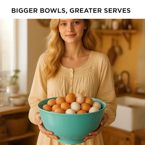 Melamine Mixing Bowl Set with Lids (Solid Turquoise / Large)