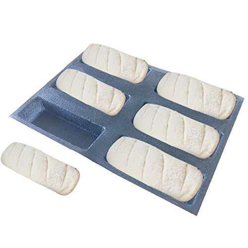 Silicone Bread Forms Square Shape Bread Molds Non Stick Bakery Trays Silicone Coated Fiber Glass 6 Caves Rectangle Moulds (6 Caves 6.7" Square Shape)