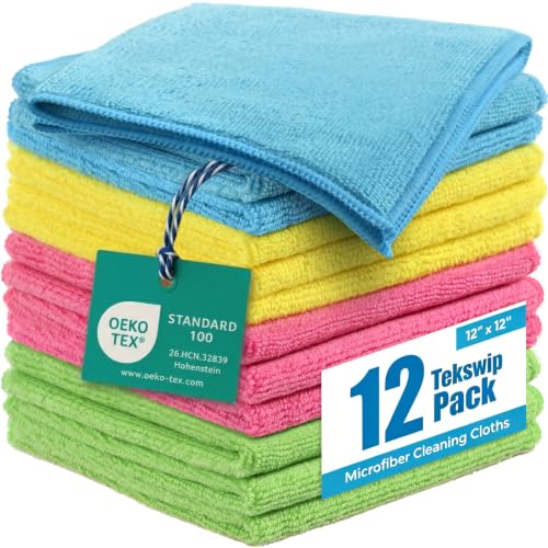 Microfiber Cleaning Cloth 12x12 Inch Kitchen Towels Assorted Colors (Assorted Colors)