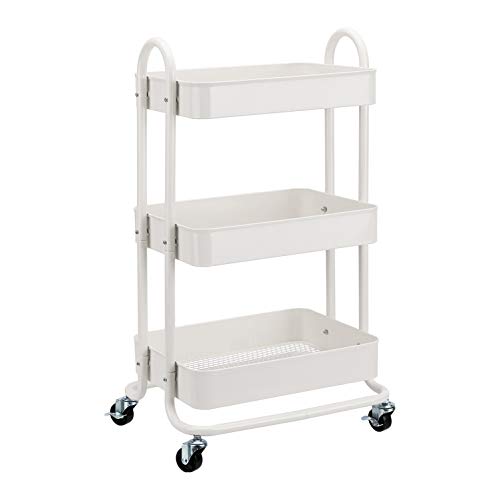 3 Tier Rolling Utility Cart (White)