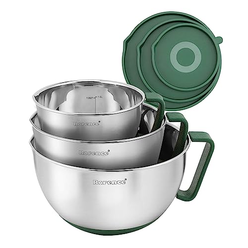 Stainless Steel Mixing Bowls Set with Lids (Green / 3 piece)