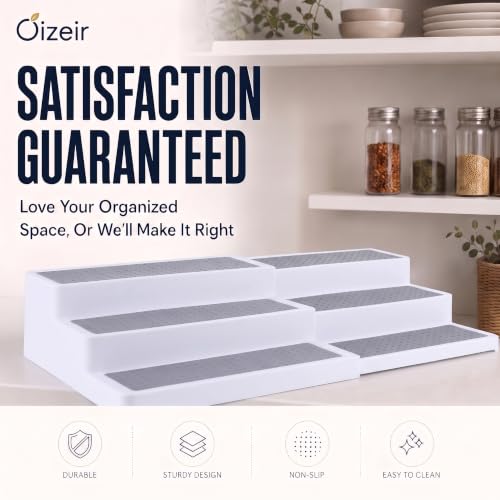 3 Tier Expandable Spice Rack Organizer for Cabinet (1-Pack / White/Grey)
