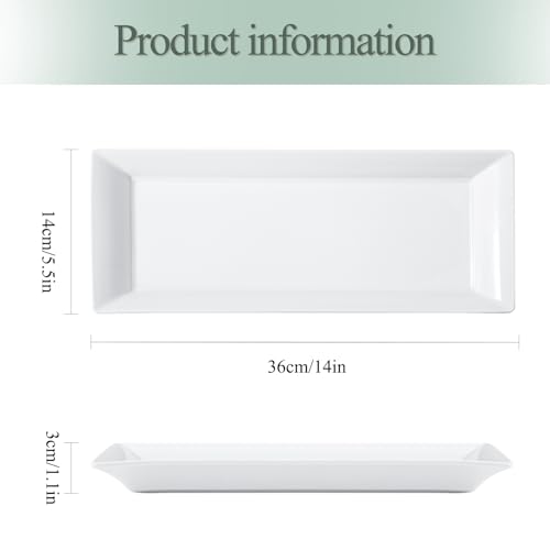 14" Rectangular Platters Set of 4 (White 2)