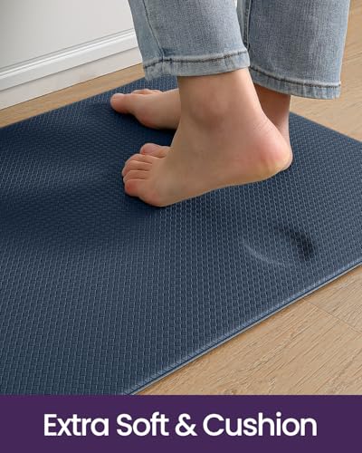 Kitchen Floor Mats Cushioned Anti Fatigue (Dark Blue / 86"l X 23"w X 0.4"th)