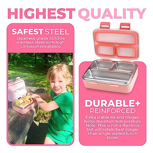 Small Stainless Steel Bento Box Lunch Container (Gentle Pink)