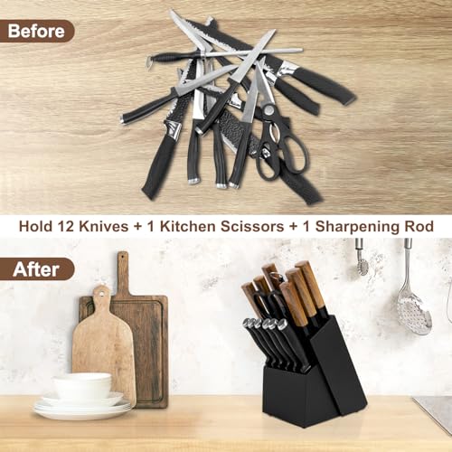 Universal Knife Block Without Knives (Black-14 Slot)