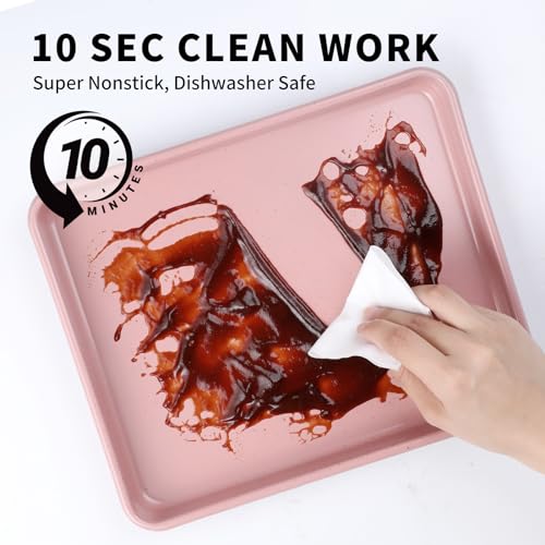 Toaster Oven Pans Set of 2 (Pink-11*9*1 inch)