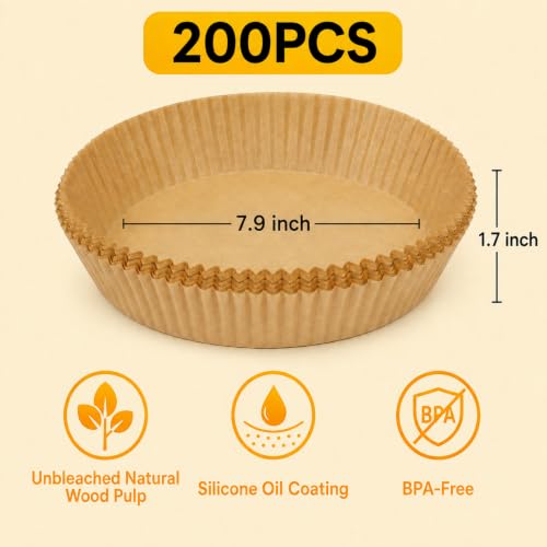 200Pcs Air Fryer Liner Disposable for Ninja Air Fryer AF101 (200pcs Round)