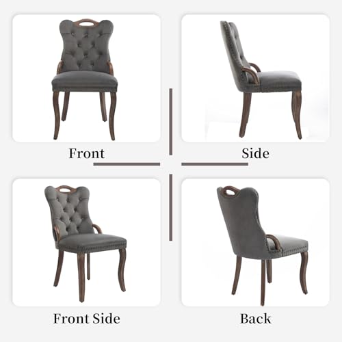 Grey Velvet Upholstered Dining Chairs Set of 2 (Gray 2)