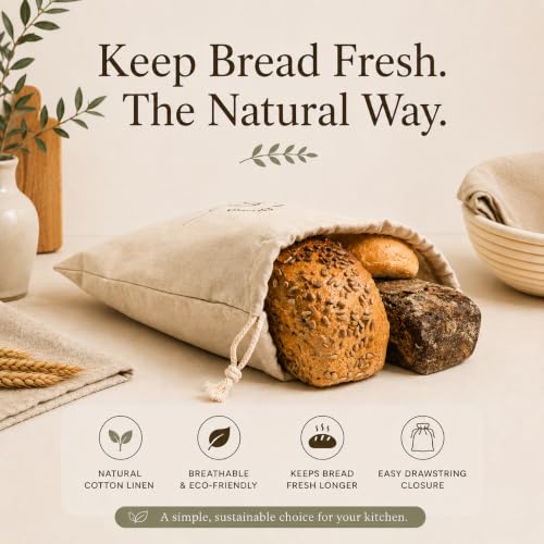 3 Pack Linen Bread Bags for Homemade Bread (SHK-ReusableBreadBag-3PK)