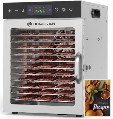 12 Tray Food Dehydrator Machine for Jerky (Silver-12 Trays)